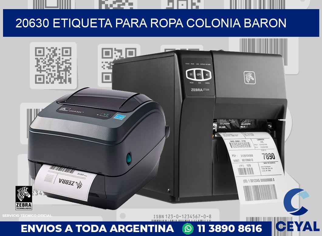 20630 ETIQUETA PARA ROPA COLONIA BARON