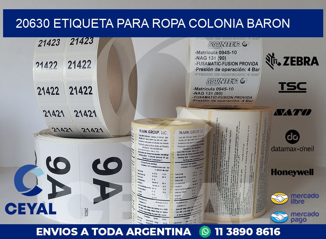 20630 ETIQUETA PARA ROPA COLONIA BARON