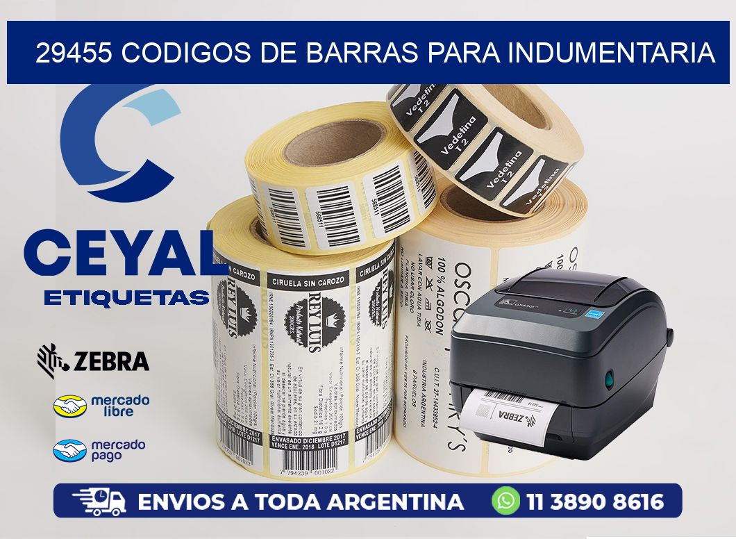 29455 CODIGOS DE BARRAS PARA INDUMENTARIA