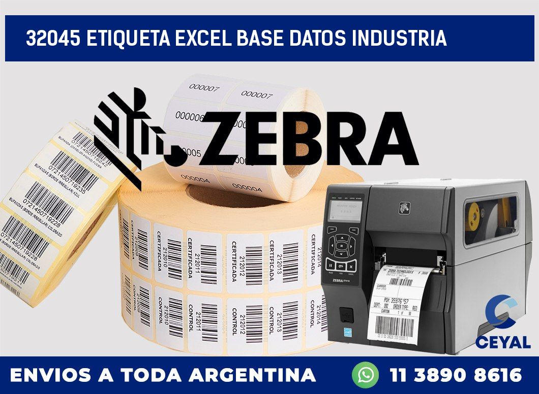 32045 etiqueta excel base datos industria