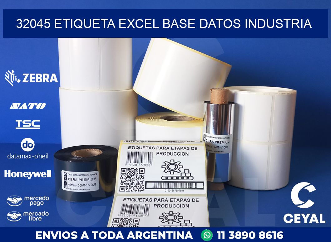 32045 etiqueta excel base datos industria