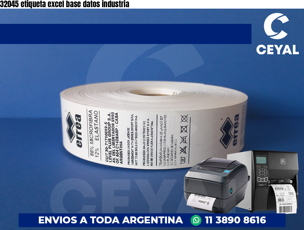 32045 etiqueta excel base datos industria