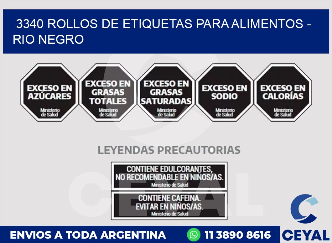 3340 ROLLOS DE ETIQUETAS PARA ALIMENTOS - RIO NEGRO