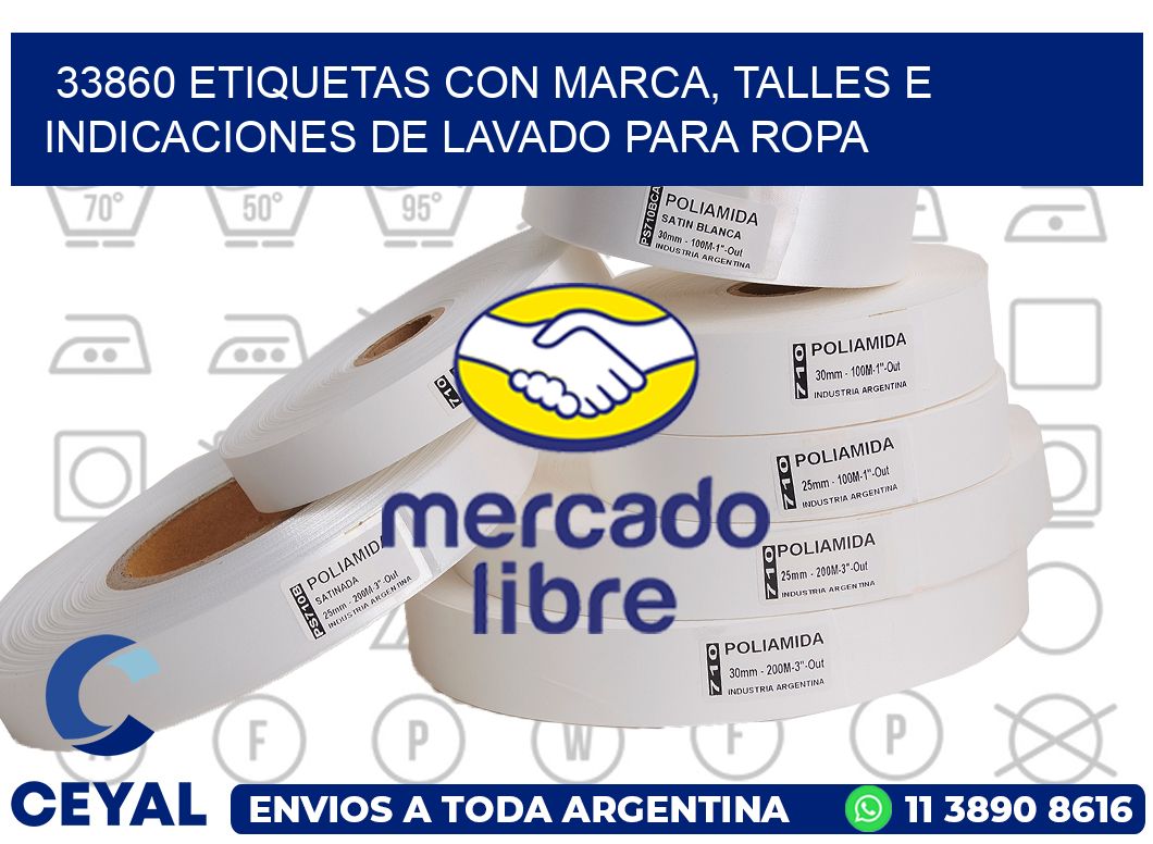 33860 ETIQUETAS CON MARCA, TALLES E INDICACIONES DE LAVADO PARA ROPA