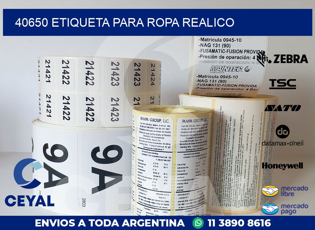 40650 ETIQUETA PARA ROPA REALICO