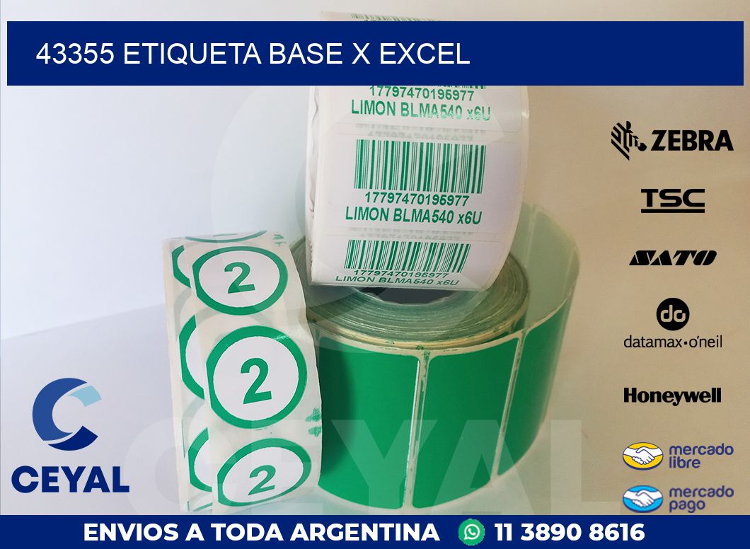 43355 etiqueta base x excel