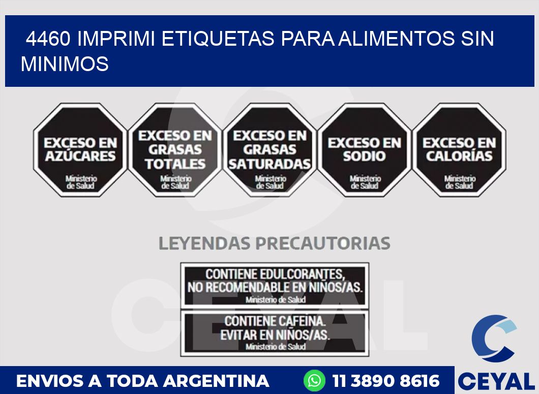 4460 IMPRIMI ETIQUETAS PARA ALIMENTOS SIN MINIMOS