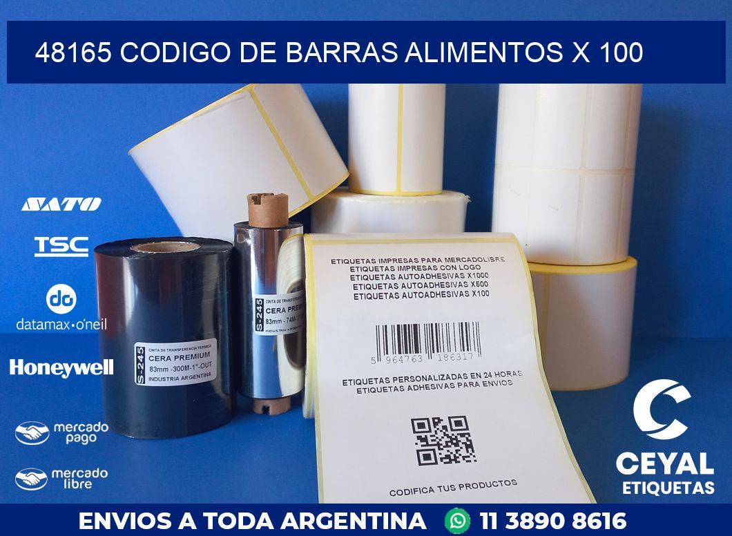 48165 CODIGO DE BARRAS ALIMENTOS x 100