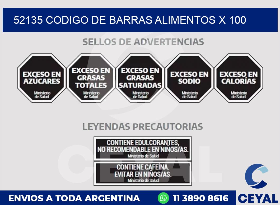 52135 CODIGO DE BARRAS ALIMENTOS x 100