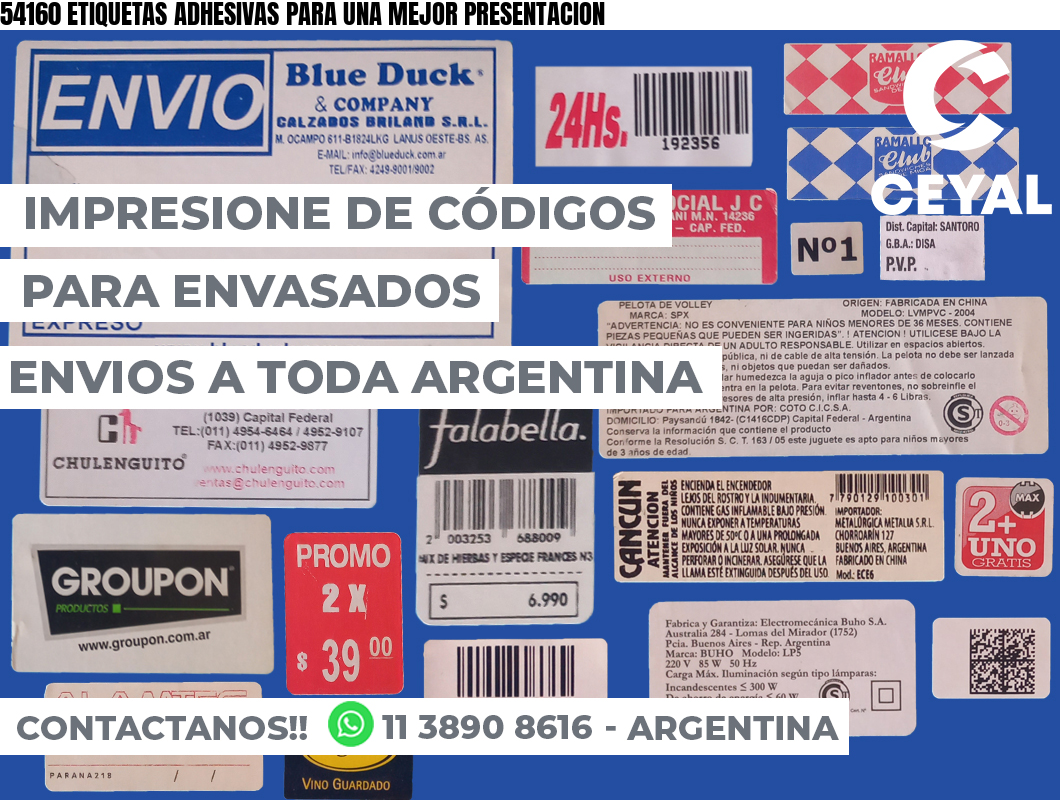 54160 ETIQUETAS ADHESIVAS PARA UNA MEJOR PRESENTACION