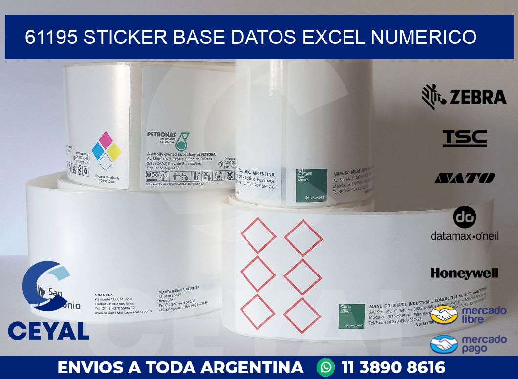 61195 sticker base datos excel numerico