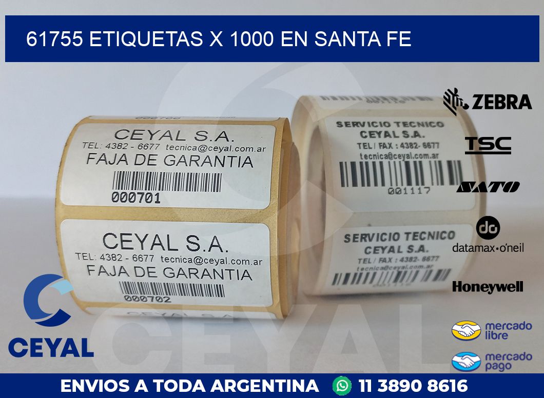 61755 ETIQUETAS X 1000 EN SANTA FE