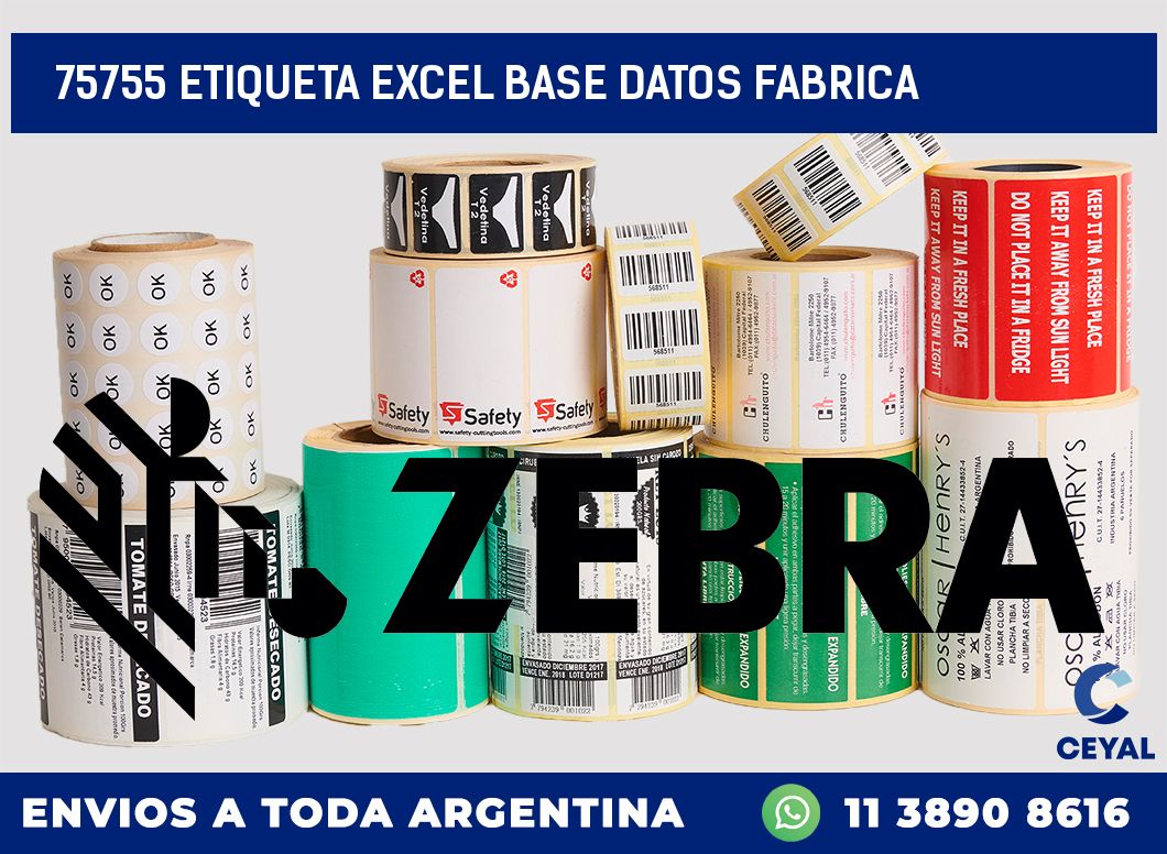 75755 etiqueta excel base datos fabrica