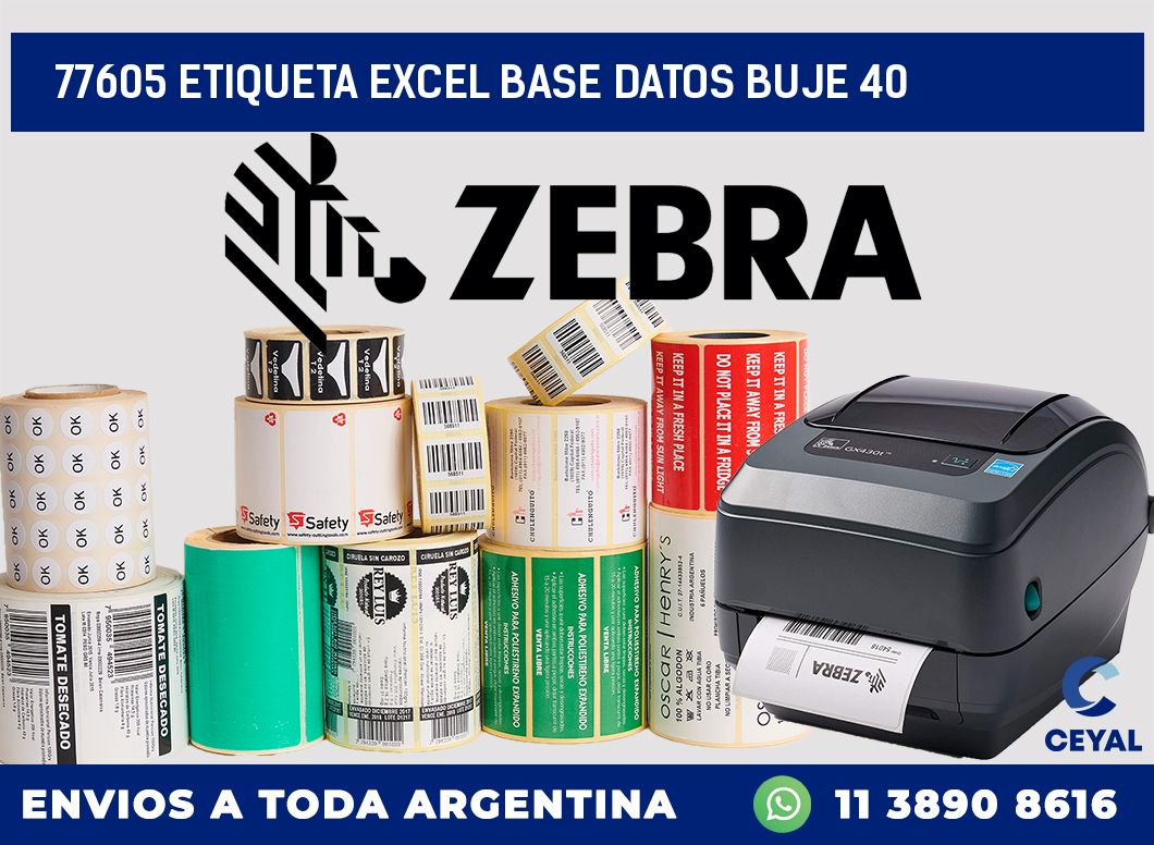 77605 etiqueta excel base datos buje 40