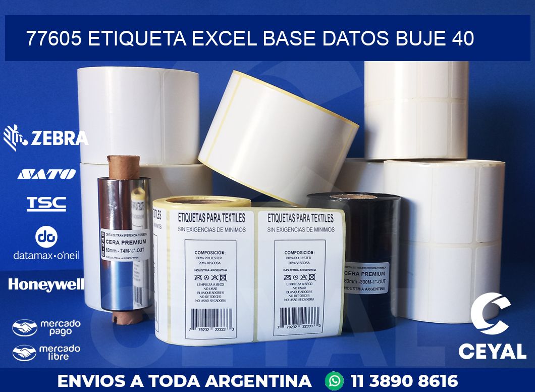 77605 etiqueta excel base datos buje 40