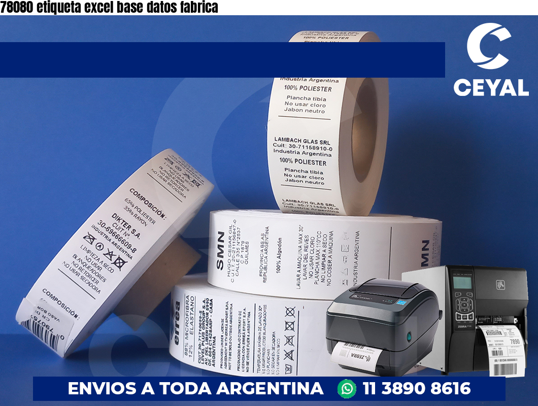 78080 etiqueta excel base datos fabrica