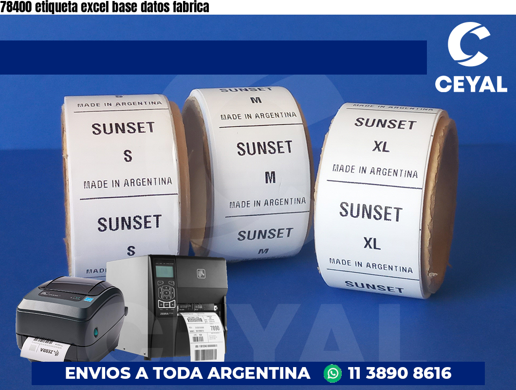 78400 etiqueta excel base datos fabrica