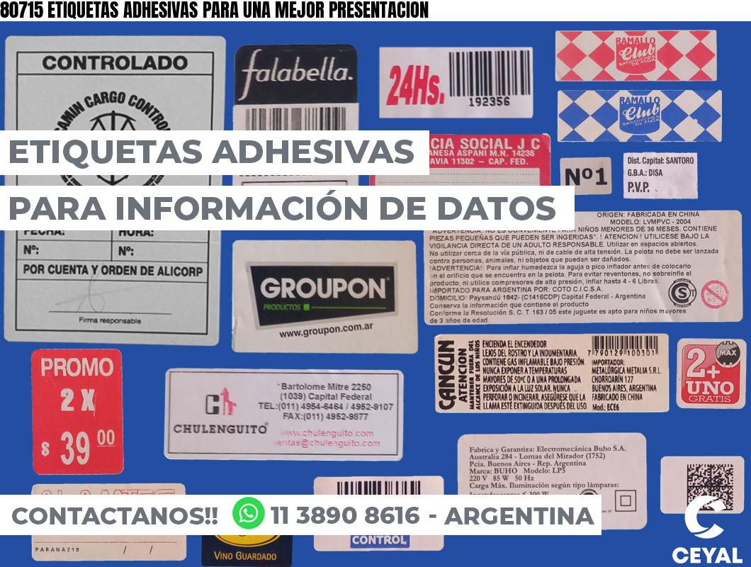 80715 ETIQUETAS ADHESIVAS PARA UNA MEJOR PRESENTACION