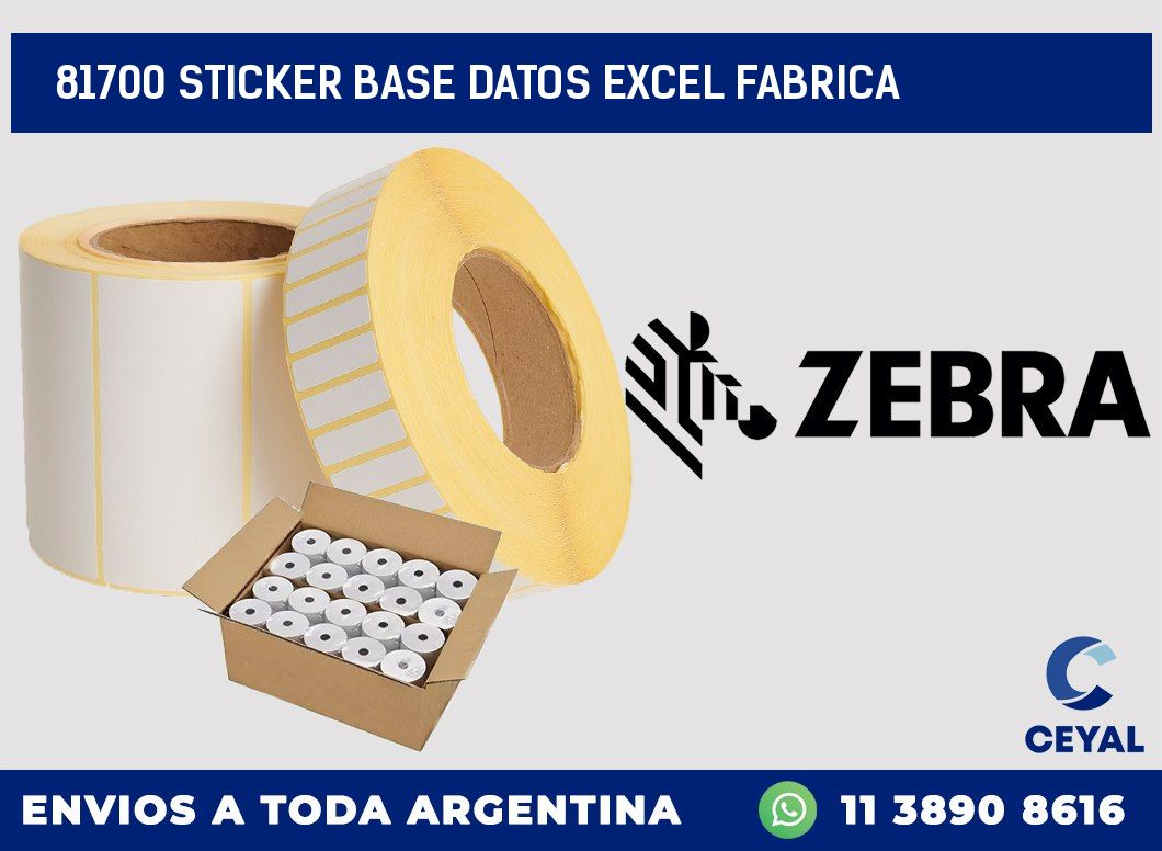 81700 sticker base datos excel fabrica