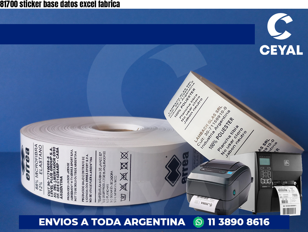 81700 sticker base datos excel fabrica