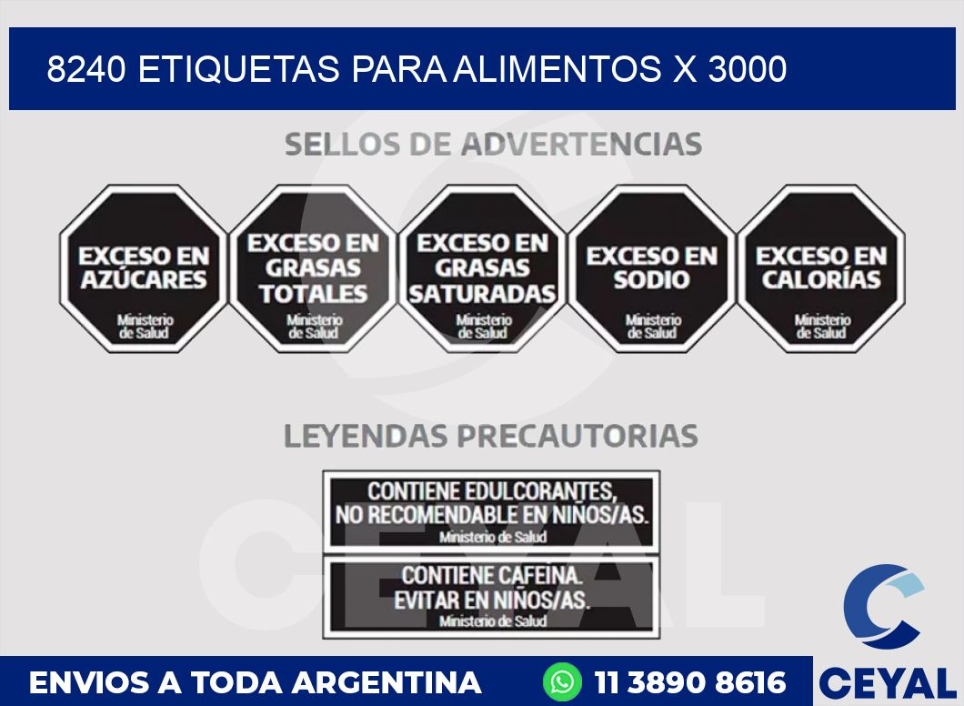 8240 ETIQUETAS PARA ALIMENTOS x 3000