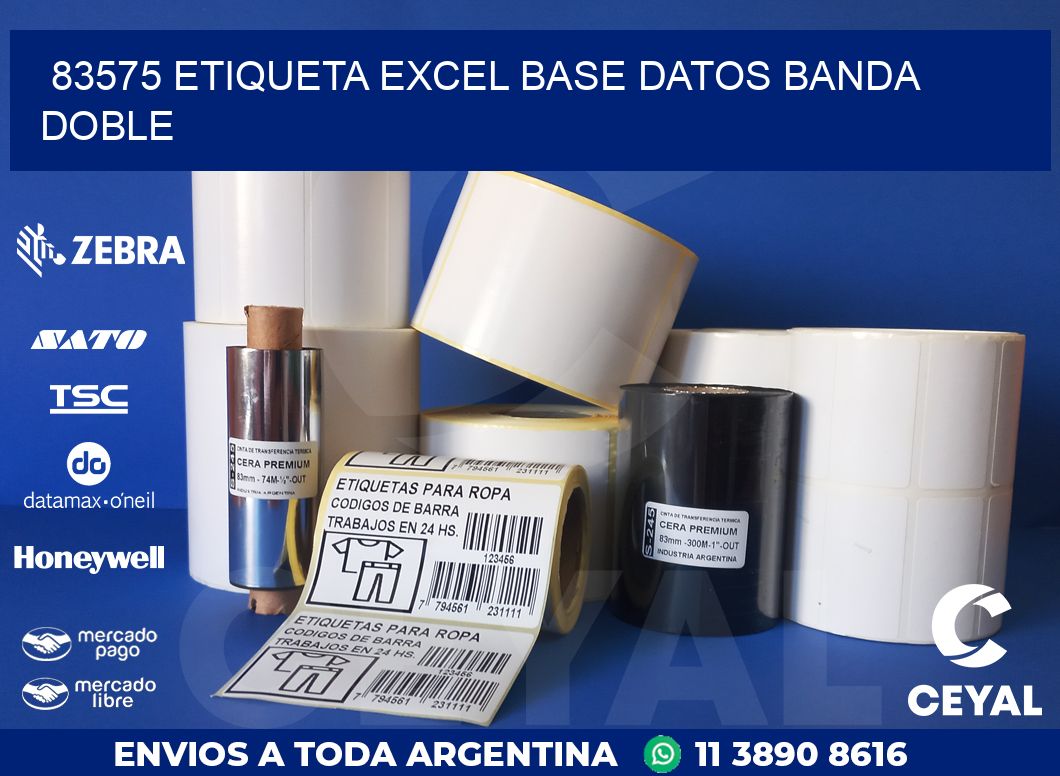 83575 etiqueta excel base datos banda doble