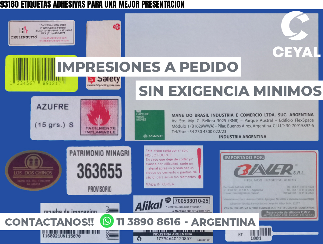 93180 ETIQUETAS ADHESIVAS PARA UNA MEJOR PRESENTACION