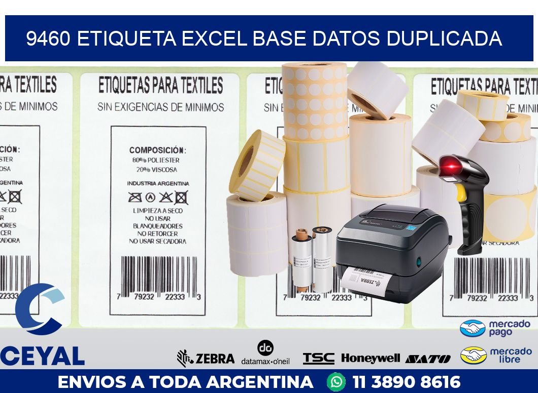 9460 etiqueta excel base datos duplicada