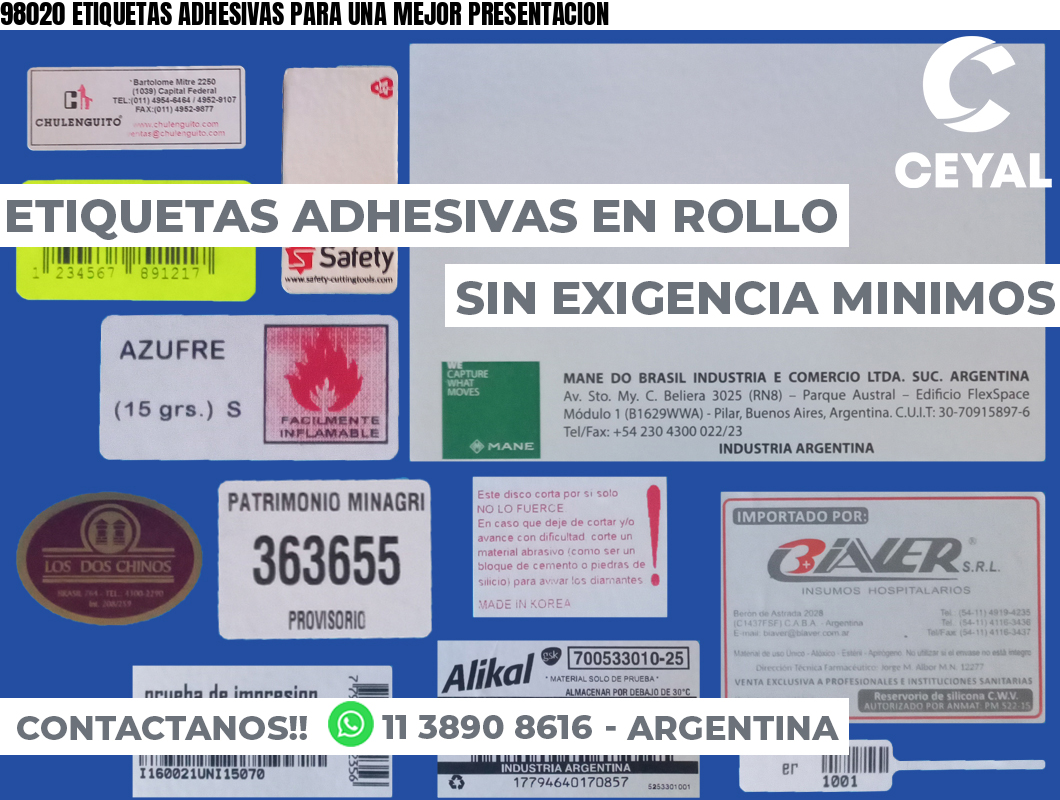 98020 ETIQUETAS ADHESIVAS PARA UNA MEJOR PRESENTACION