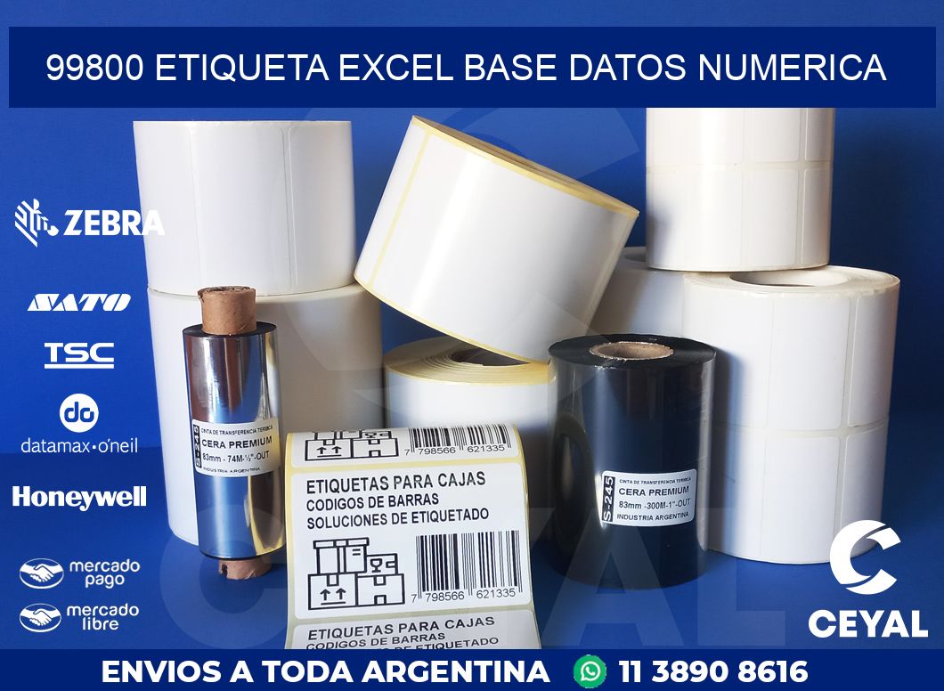 99800 etiqueta excel base datos numerica