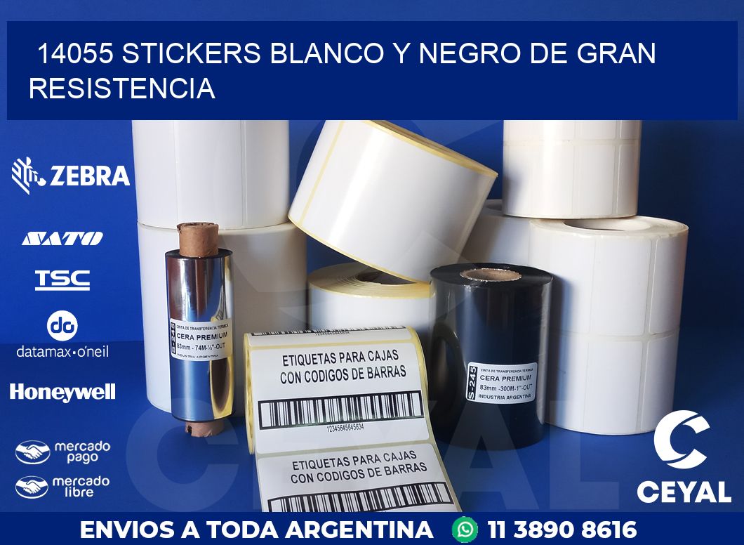14055 STICKERS BLANCO Y NEGRO DE GRAN RESISTENCIA