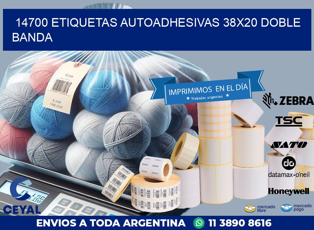 14700 ETIQUETAS AUTOADHESIVAS 38X20 DOBLE BANDA