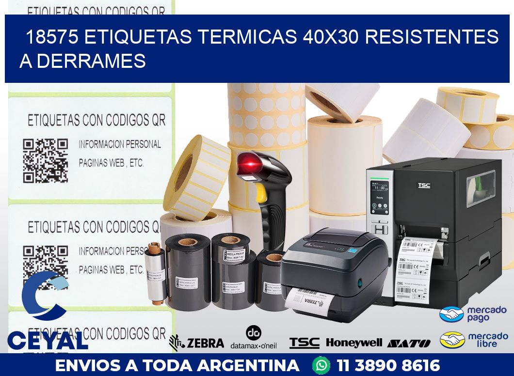18575 ETIQUETAS TERMICAS 40X30 RESISTENTES A DERRAMES