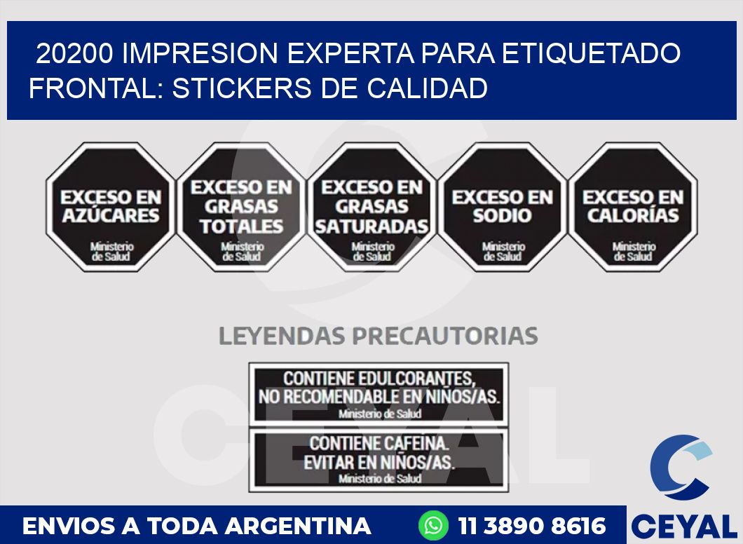 20200 IMPRESION EXPERTA PARA ETIQUETADO FRONTAL: STICKERS DE CALIDAD