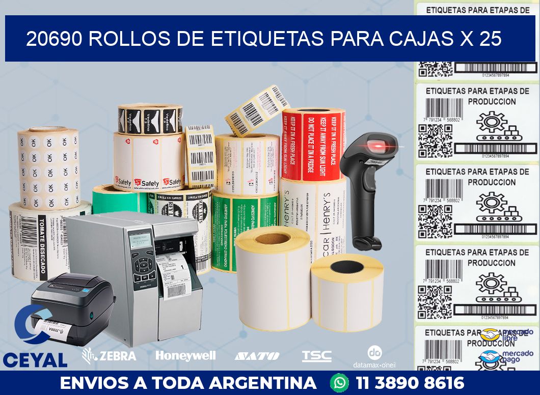 20690 ROLLOS DE ETIQUETAS PARA CAJAS X 25
