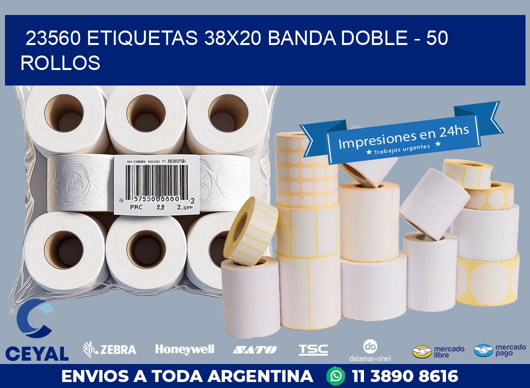 23560 ETIQUETAS 38X20 BANDA DOBLE – 50 ROLLOS