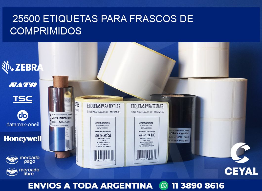 25500 ETIQUETAS PARA FRASCOS DE COMPRIMIDOS