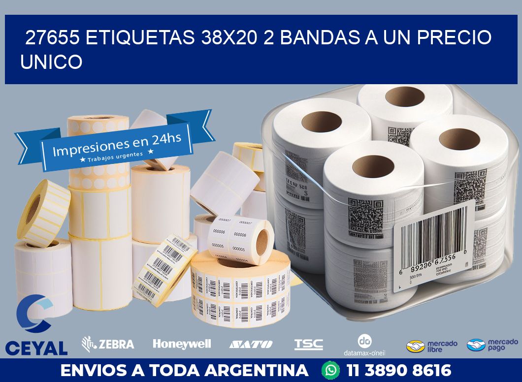 27655 ETIQUETAS 38X20 2 BANDAS A UN PRECIO UNICO
