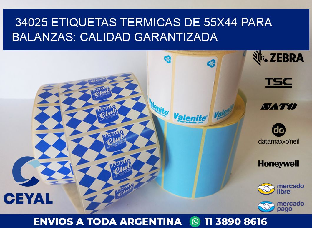 34025 ETIQUETAS TERMICAS DE 55X44 PARA BALANZAS: CALIDAD GARANTIZADA