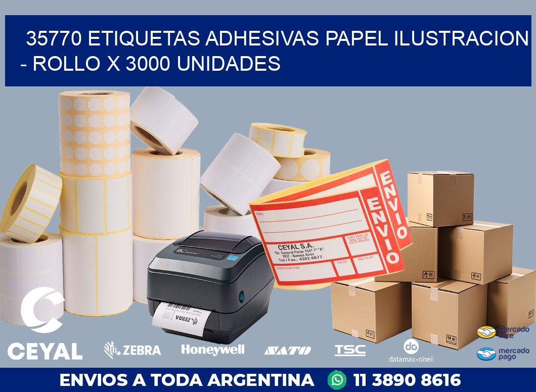 35770 ETIQUETAS ADHESIVAS PAPEL ILUSTRACION - ROLLO X 3000 UNIDADES