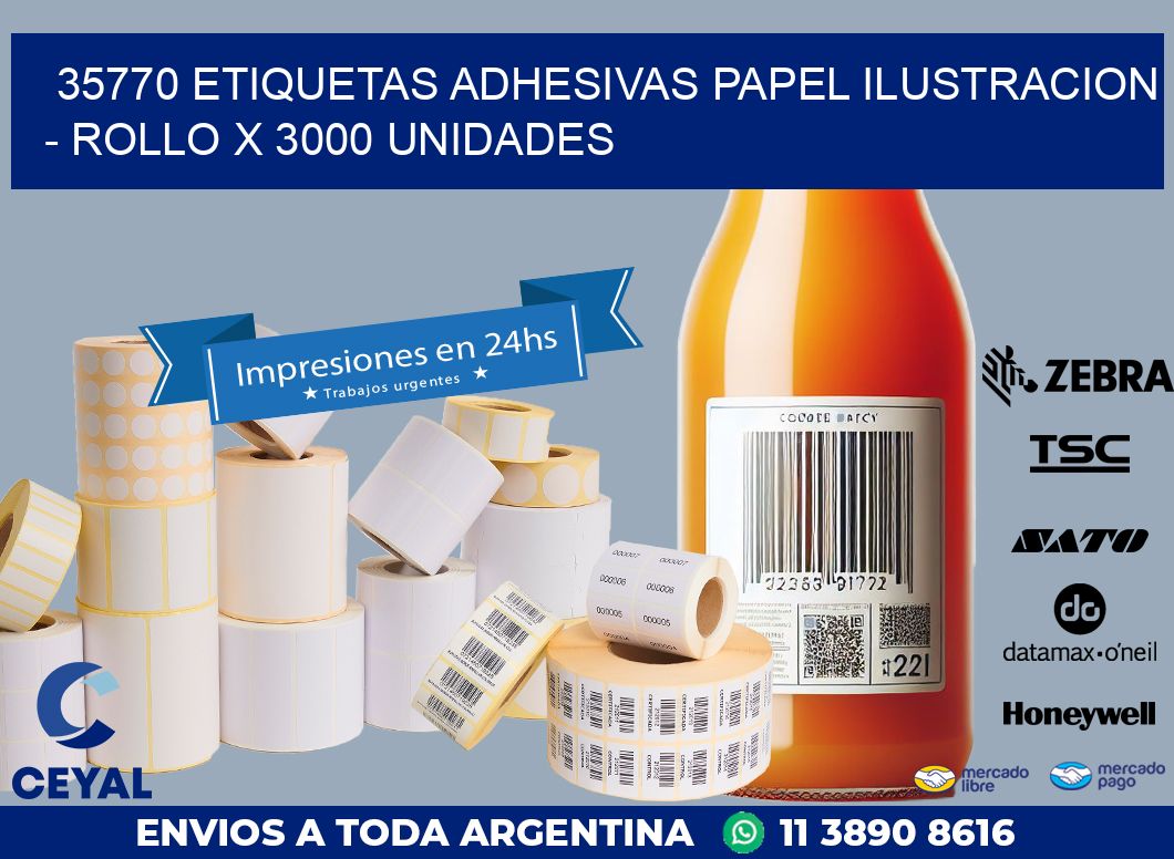 35770 ETIQUETAS ADHESIVAS PAPEL ILUSTRACION – ROLLO X 3000 UNIDADES