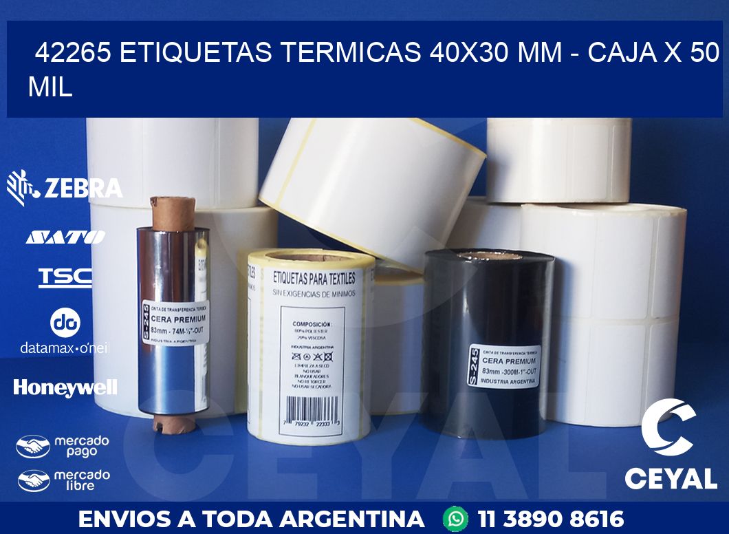 42265 ETIQUETAS TERMICAS 40X30 MM - CAJA X 50 MIL