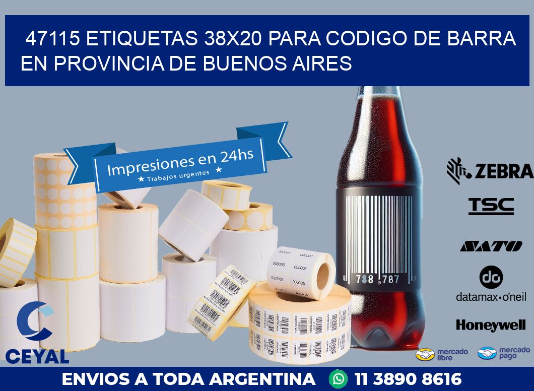 47115 ETIQUETAS 38X20 PARA CODIGO DE BARRA EN PROVINCIA DE BUENOS AIRES