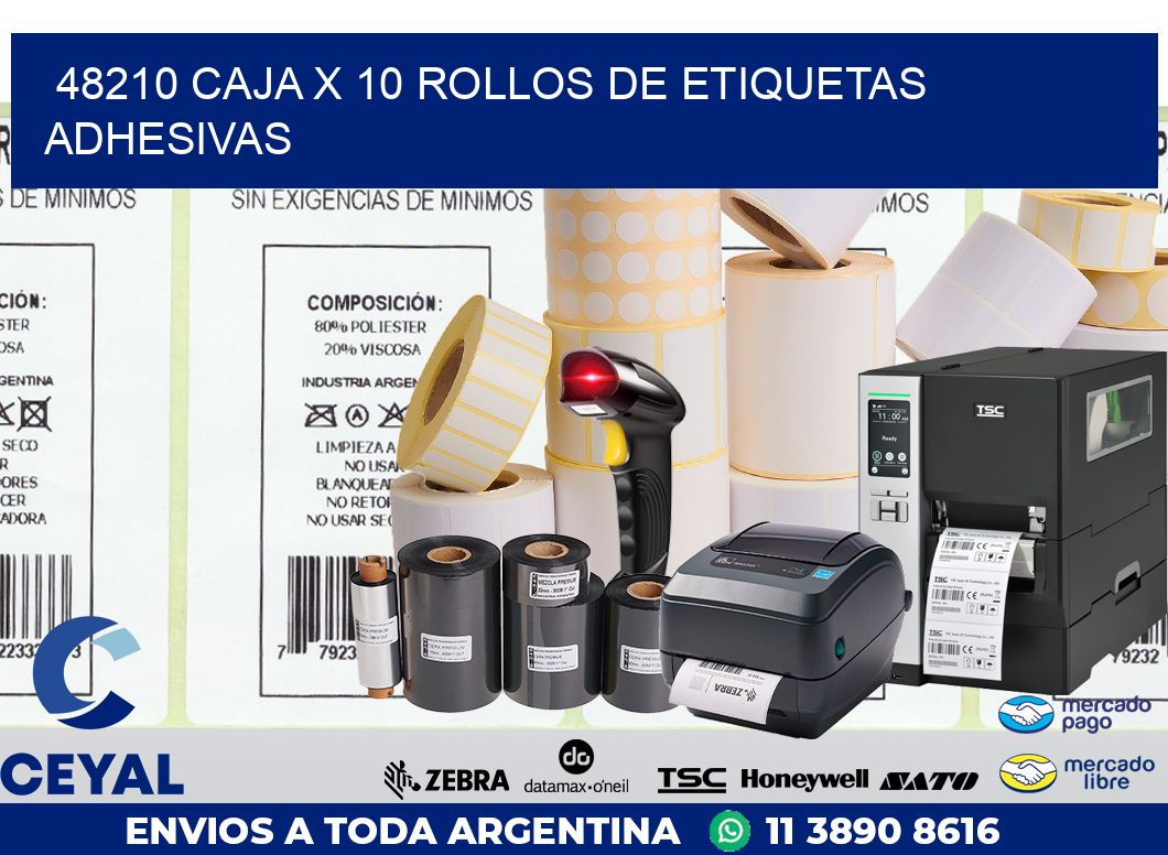 48210 CAJA X 10 ROLLOS DE ETIQUETAS ADHESIVAS