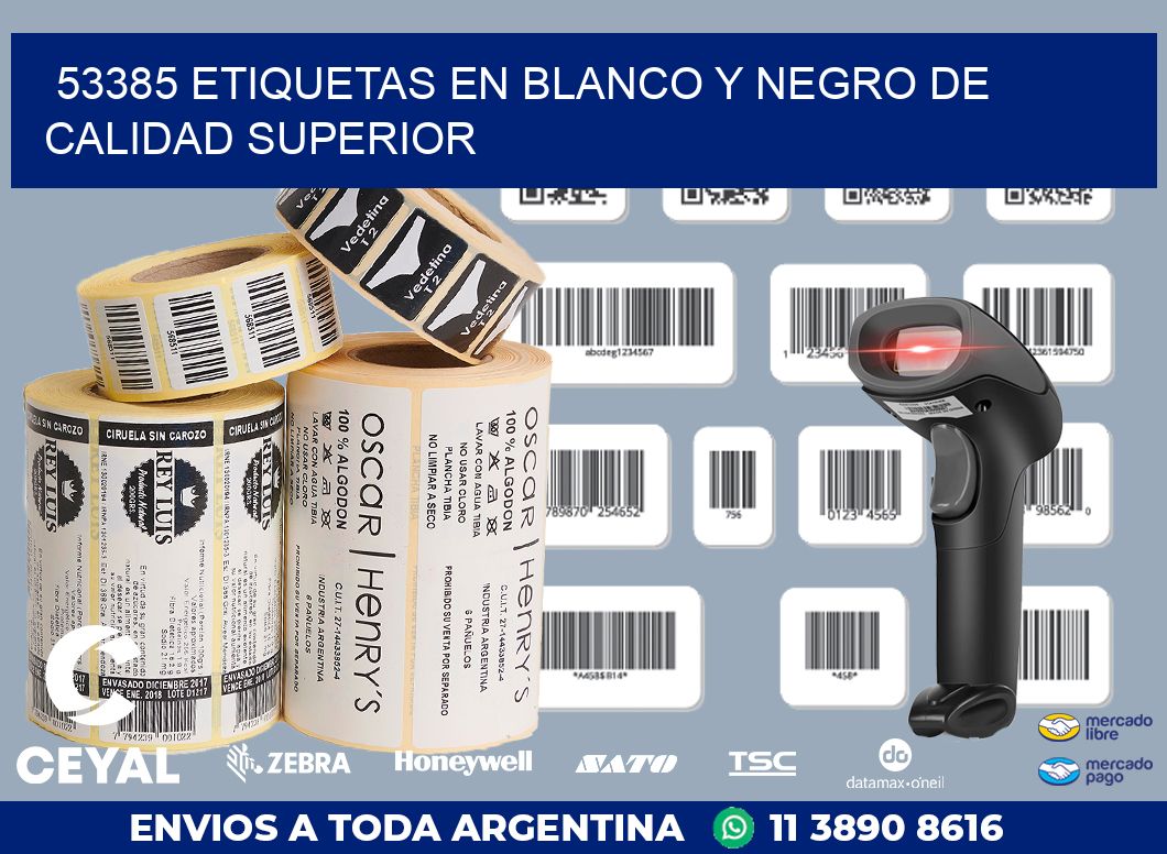 53385 ETIQUETAS EN BLANCO Y NEGRO DE CALIDAD SUPERIOR