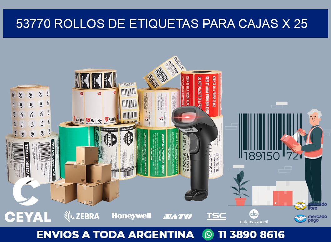 53770 ROLLOS DE ETIQUETAS PARA CAJAS X 25