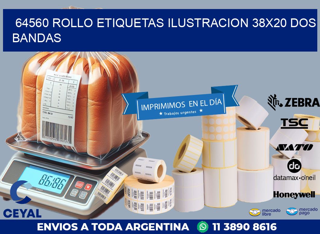 64560 ROLLO ETIQUETAS ILUSTRACION 38X20 DOS BANDAS