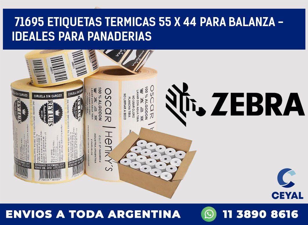 71695 ETIQUETAS TERMICAS 55 X 44 PARA BALANZA - IDEALES PARA PANADERIAS