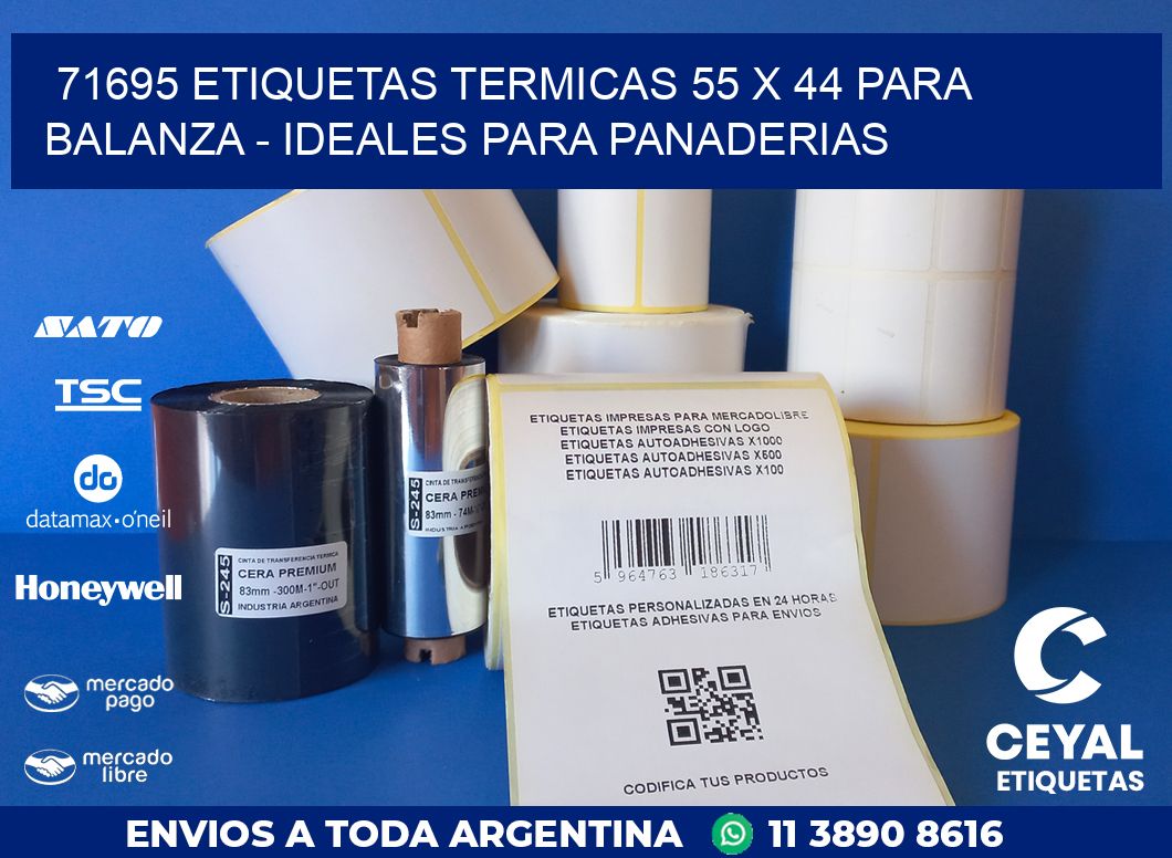 71695 ETIQUETAS TERMICAS 55 X 44 PARA BALANZA – IDEALES PARA PANADERIAS