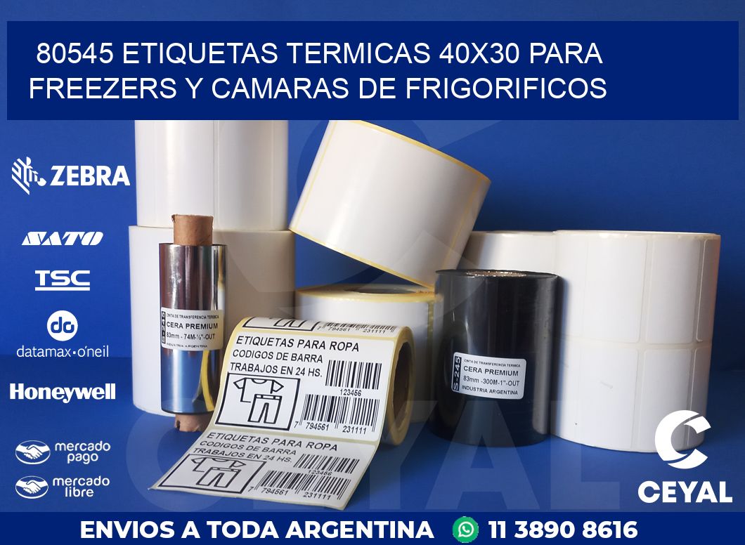 80545 ETIQUETAS TERMICAS 40X30 PARA FREEZERS Y CAMARAS DE FRIGORIFICOS